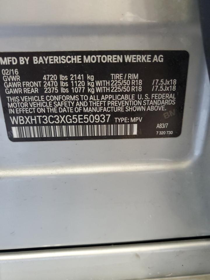 2016 BMW X1 xDrive28I VIN: WBXHT3C3XG5E50937 Lot: 62476985