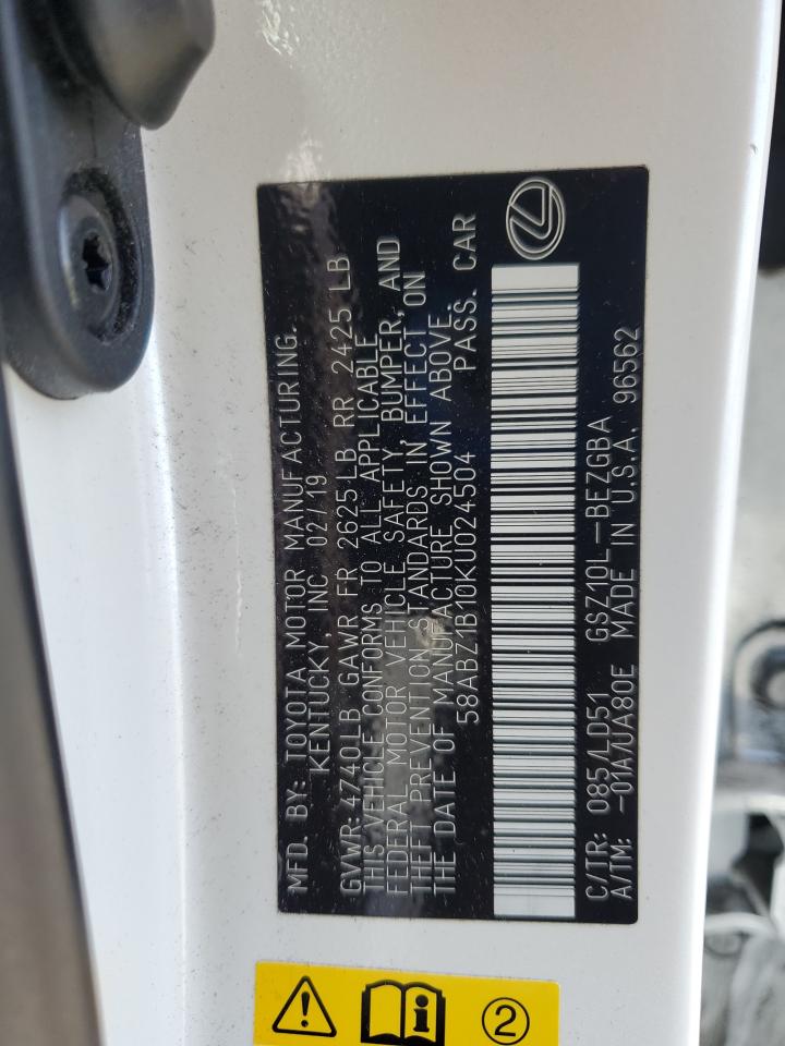 2019 Lexus Es 350 VIN: 58ABZ1B10KU024504 Lot: 61675655