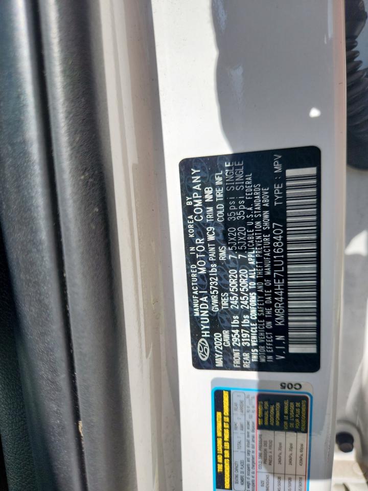 2020 Hyundai Palisade Sel VIN: KM8R44HE7LU168407 Lot: 61238185