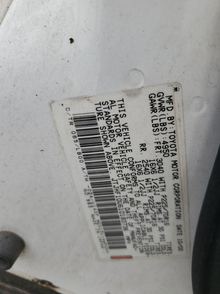 2001 Lexus Rx 300 VIN: JTJHF10U610183736 Lot: 62668605