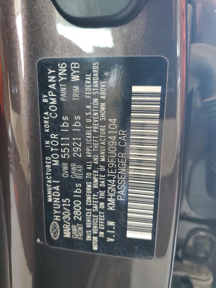 2015 Hyundai Genesis 3.8L VIN: KMHGN4JE9FU094104 Lot: 62133945