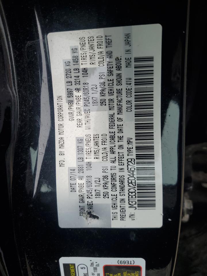2014 Mazda Cx-9 Touring VIN: JM3TB3CV2E0446729 Lot: 60991155