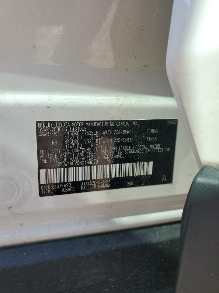 2022 Toyota Rav4 Xle VIN: 2T3W1RFV9NC198029 Lot: 62220325