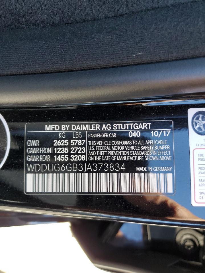 2018 Mercedes-Benz S 450 VIN: WDDUG6GB3JA373834 Lot: 63053525