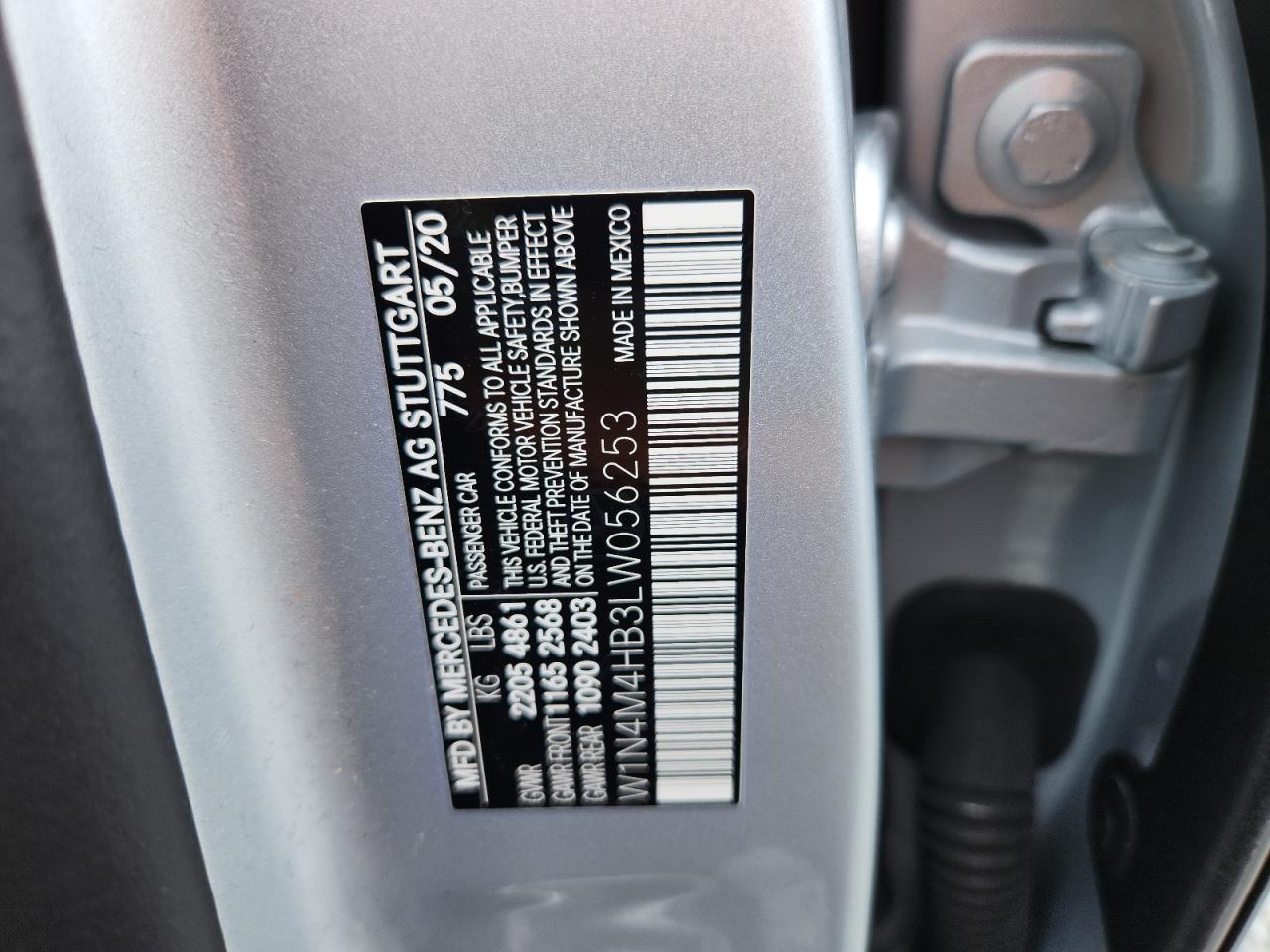 2020 Mercedes-Benz Glb 250 4Matic VIN: W1N4M4HB3LW056253 Lot: 62325255