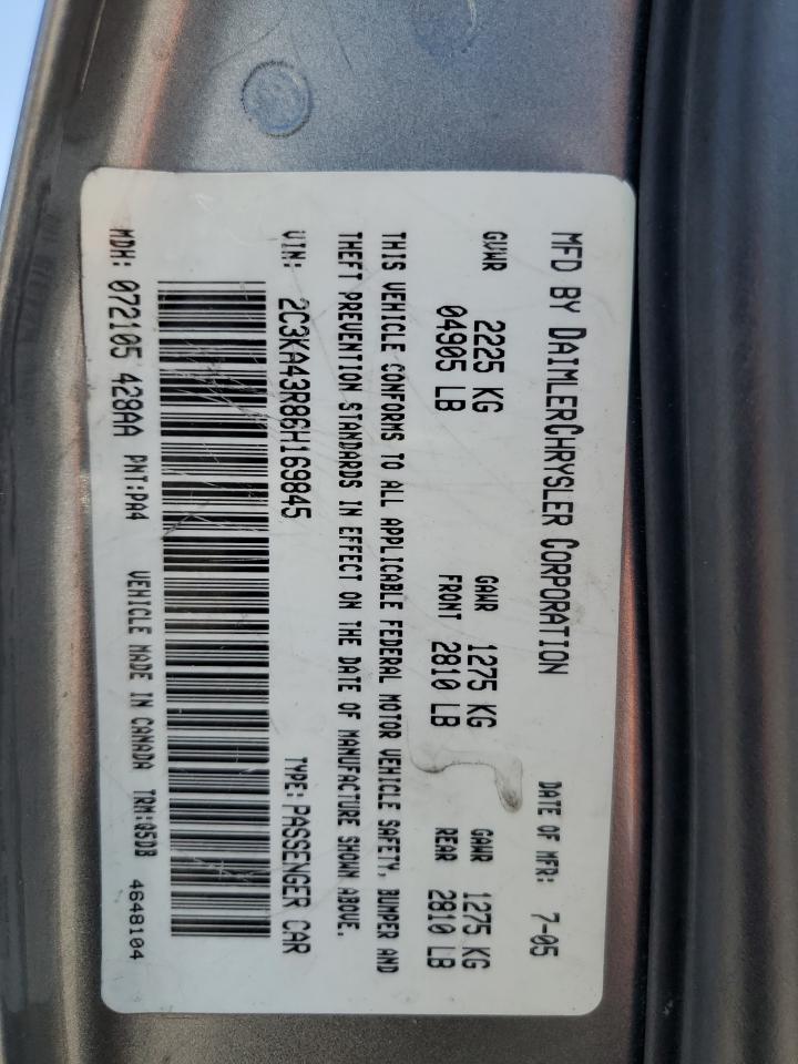 2006 Chrysler 300 VIN: 2C3KA43R86H169845 Lot: 61271765