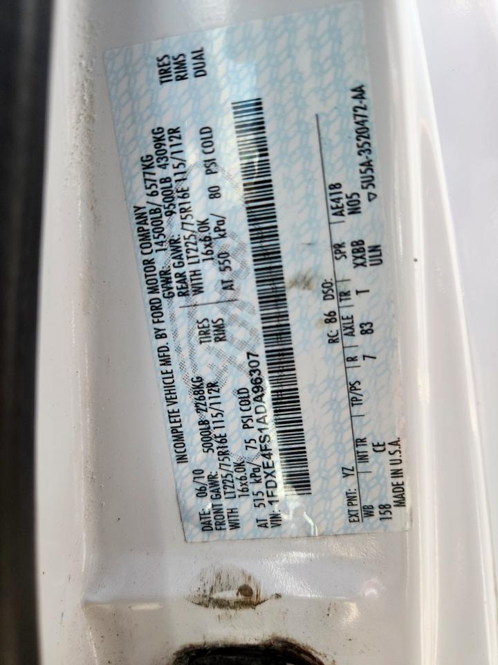 2010 Ford Econoline E450 Super Duty Cutaway Van VIN: 1FDXE4FS1ADA96307 Lot: 61251015