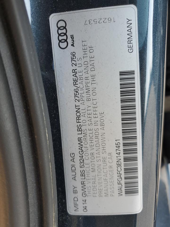 2014 Audi A6 Premium Plus VIN: WAUFGAFC3EN147451 Lot: 62547205