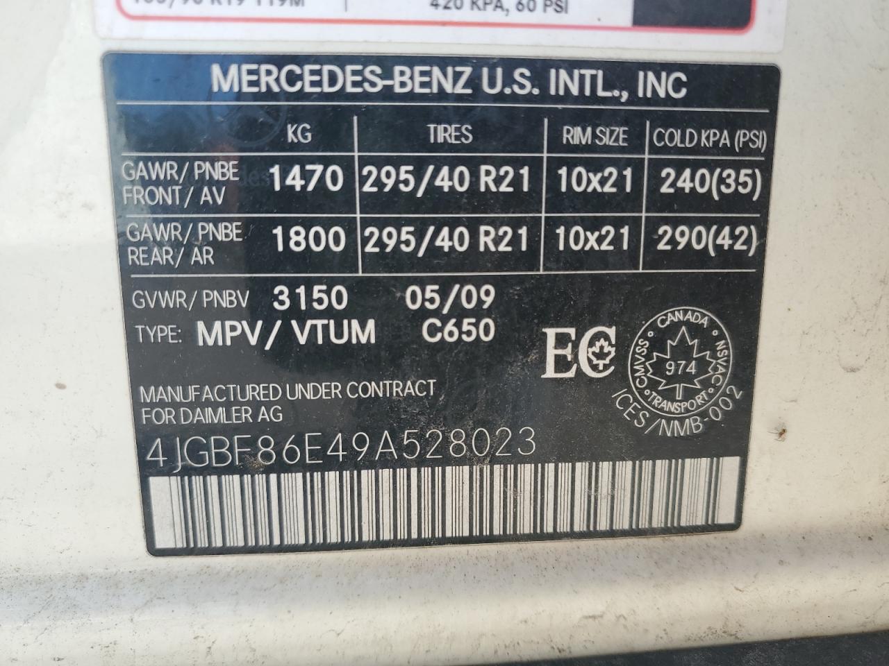 2009 Mercedes-Benz Gl 550 4Matic VIN: 4JGBF86E49A528023 Lot: 62413705