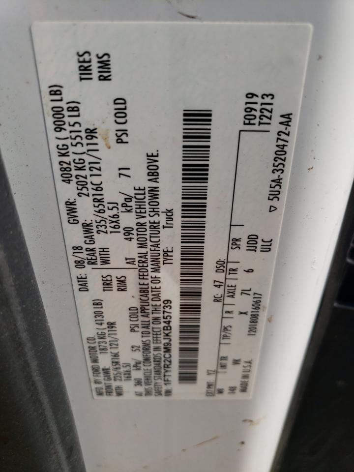 2018 Ford Transit T-250 VIN: 1FTYR2CM9JKB45739 Lot: 60296315