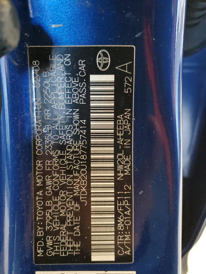 2008 Toyota Prius VIN: JTDKB20U187757414 Lot: 61064735