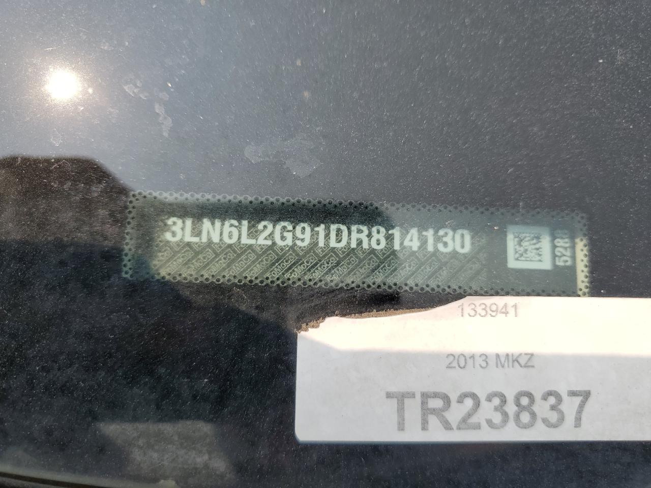 2013 Lincoln Mkz VIN: 3LN6L2G91DR814130 Lot: 59387105