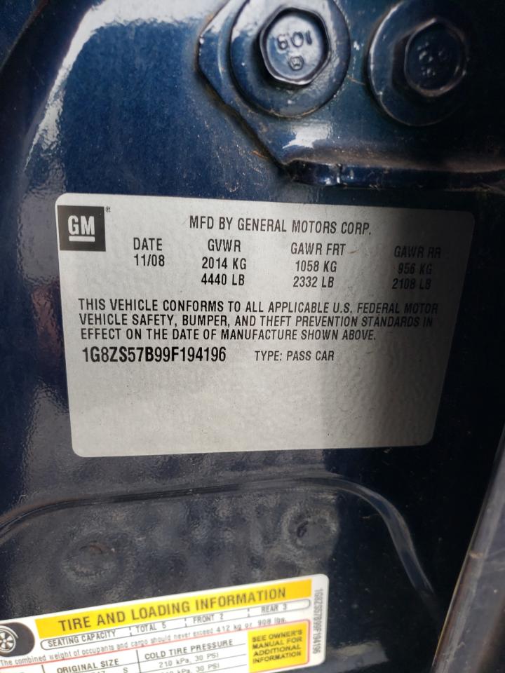 2009 Saturn Aura Xe VIN: 1G8ZS57B99F194196 Lot: 61207185