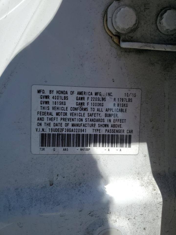 2016 Acura Ilx Base Watch Plus VIN: 19UDE2F38GA020941 Lot: 60914885