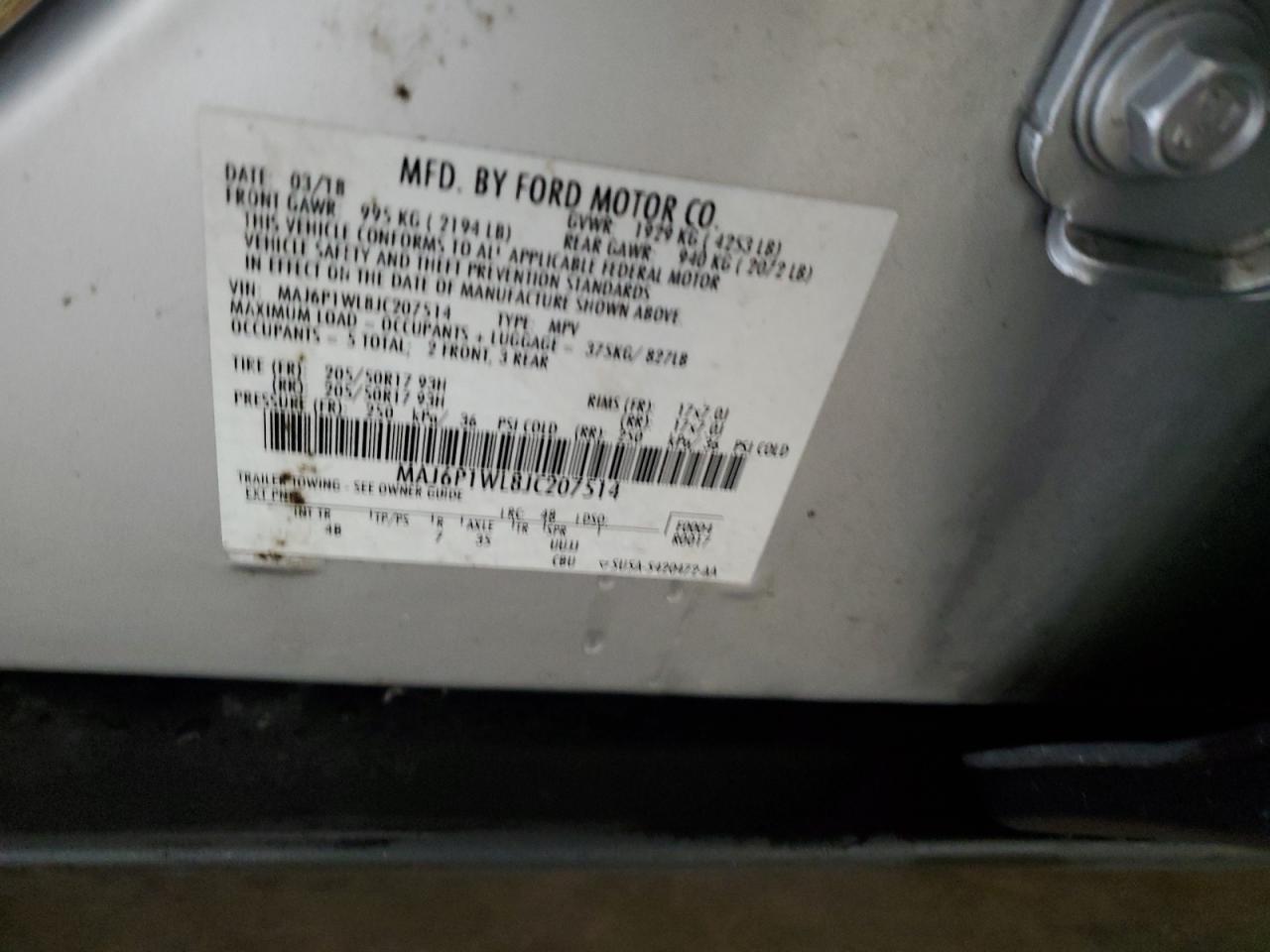 2018 Ford Ecosport Titanium VIN: MAJ6P1WL8JC207514 Lot: 62748145