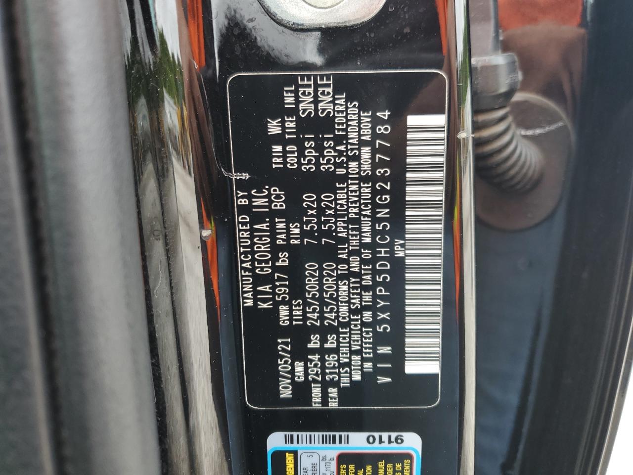 2022 Kia Telluride Sx VIN: 5XYP5DHC5NG237784 Lot: 59575215