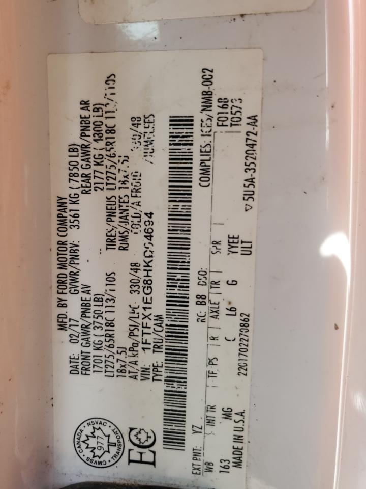 2017 Ford F150 Super Cab VIN: 1FTFX1EG8HKD04694 Lot: 60761525