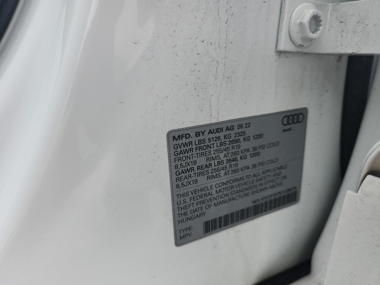 2022 Audi Q3 Premium Plus S Line 45 VIN: WA1EEDF3XN1128919 Lot: 59629195
