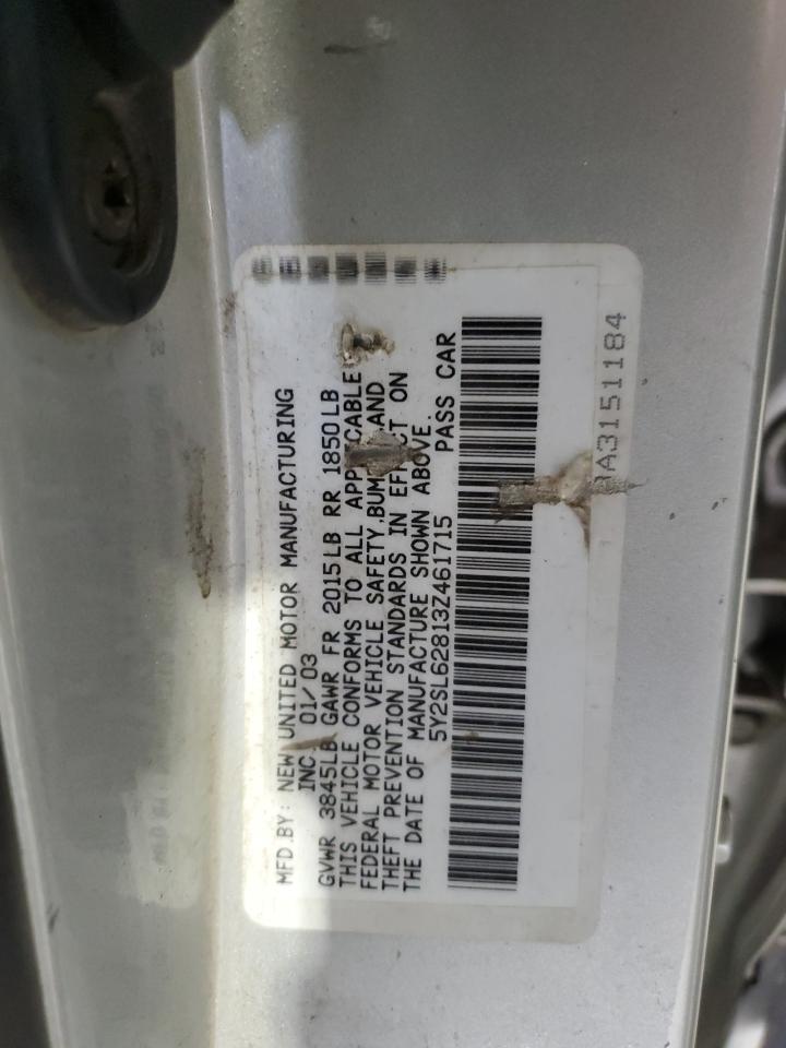 2003 Pontiac Vibe VIN: 5Y2SL62813Z461715 Lot: 60814895