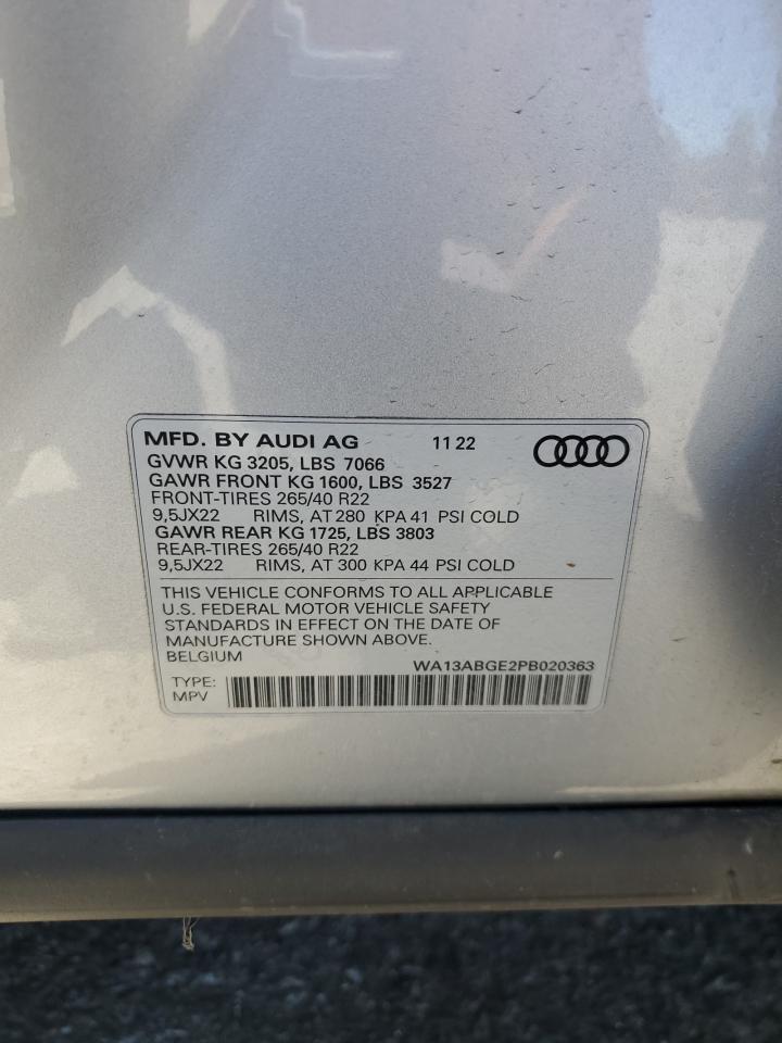2023 Audi E-Tron Sportback Prestige VIN: WA13ABGE2PB020363 Lot: 62999105