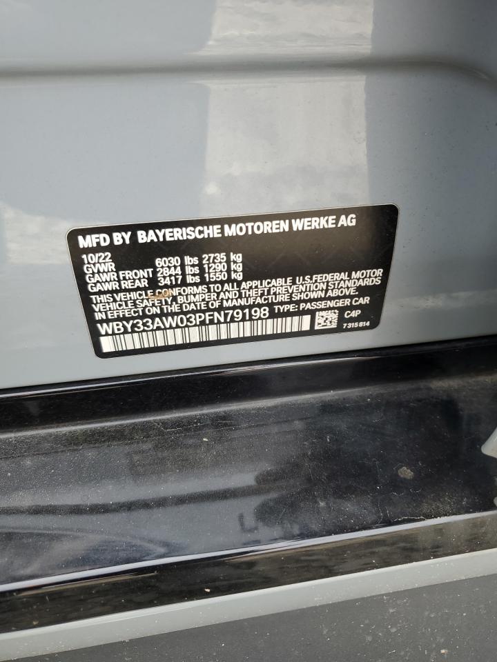 2023 BMW I4 M50 VIN: WBY33AW03PFN79198 Lot: 61933085