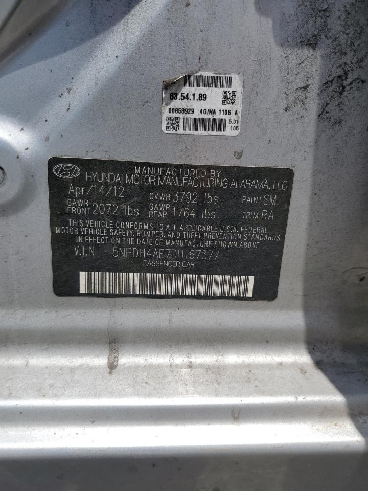 2013 Hyundai Elantra Gls VIN: 5NPDH4AE7DH167377 Lot: 62734955