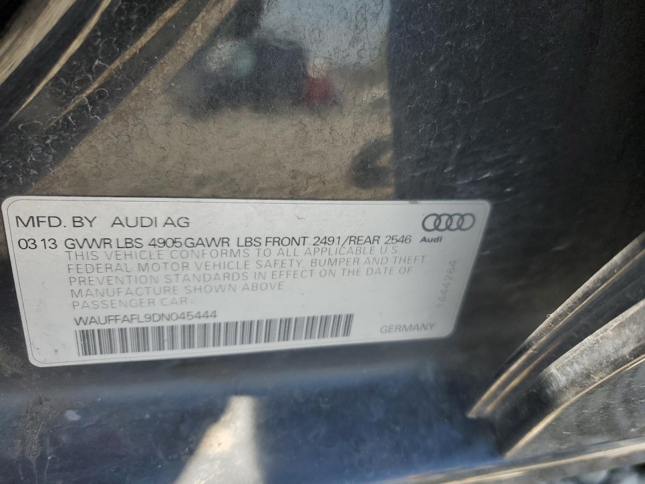 2013 Audi A4 Premium Plus VIN: WAUFFAFL9DN045444 Lot: 59101845