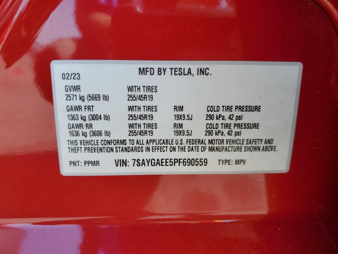 2023 Tesla Model Y VIN: 7SAYGAEE5PF690559 Lot: 61683155