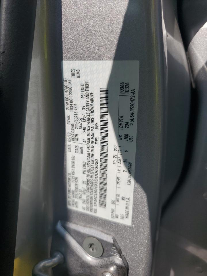 2013 Ford Escape Sel VIN: 1FMCU0H93DUD63620 Lot: 63103035