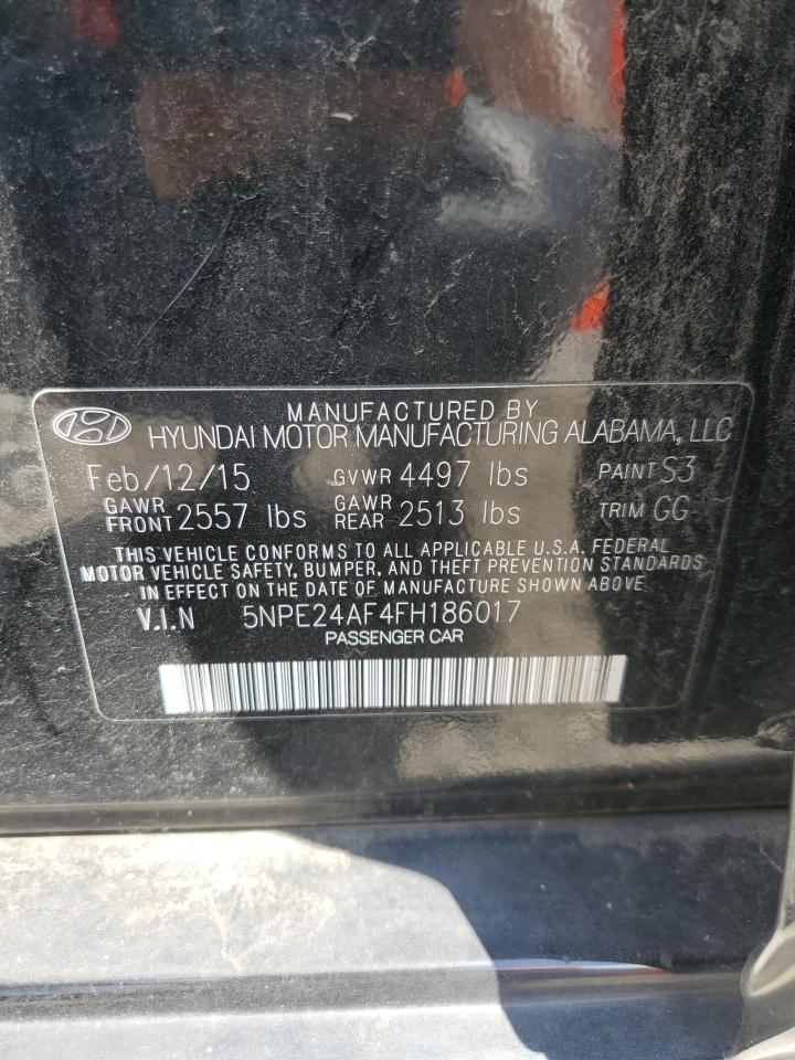 2015 Hyundai Sonata Se VIN: 5NPE24AF4FH186017 Lot: 59968935