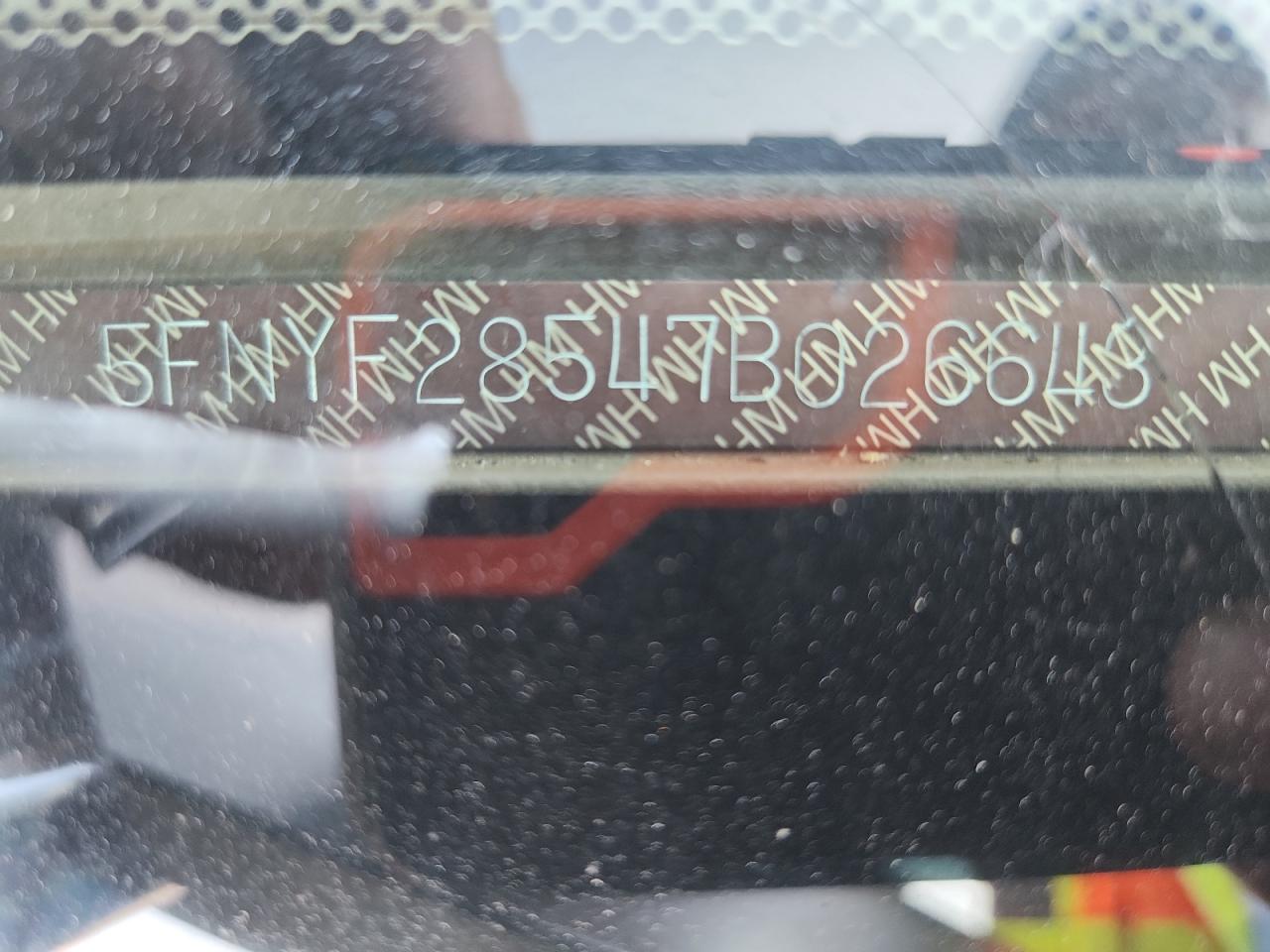 2007 Honda Pilot Exl VIN: 5FNYF28547B026643 Lot: 62826015