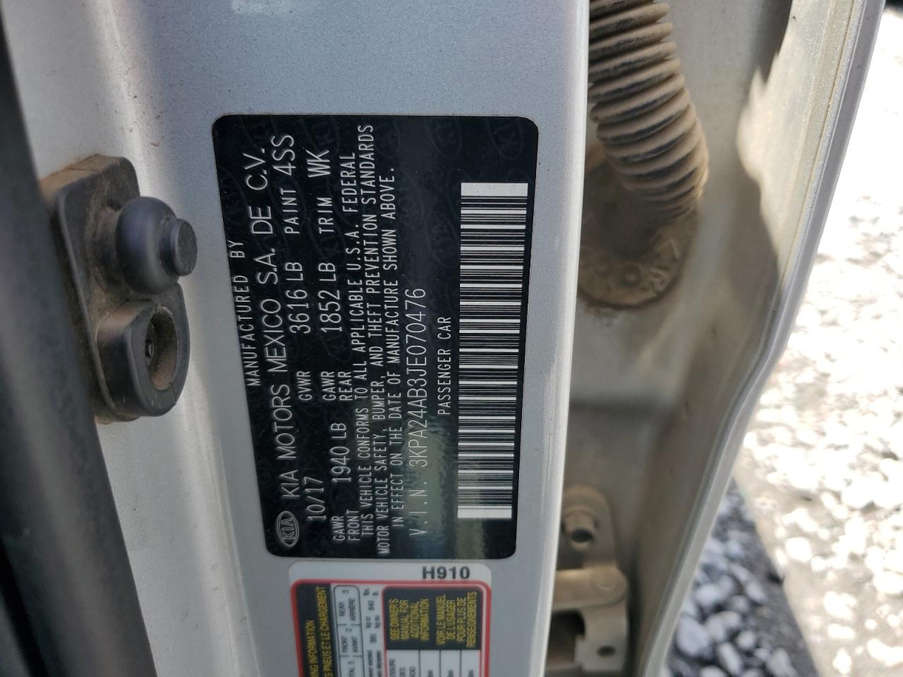 KIA RIO 2018 VIN 3KPA24AB3JE070476 zdjęcie 12