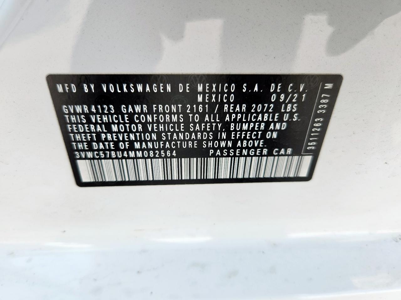2021 Volkswagen Jetta S VIN: 3VWC57BU4MM082564 Lot: 61867825