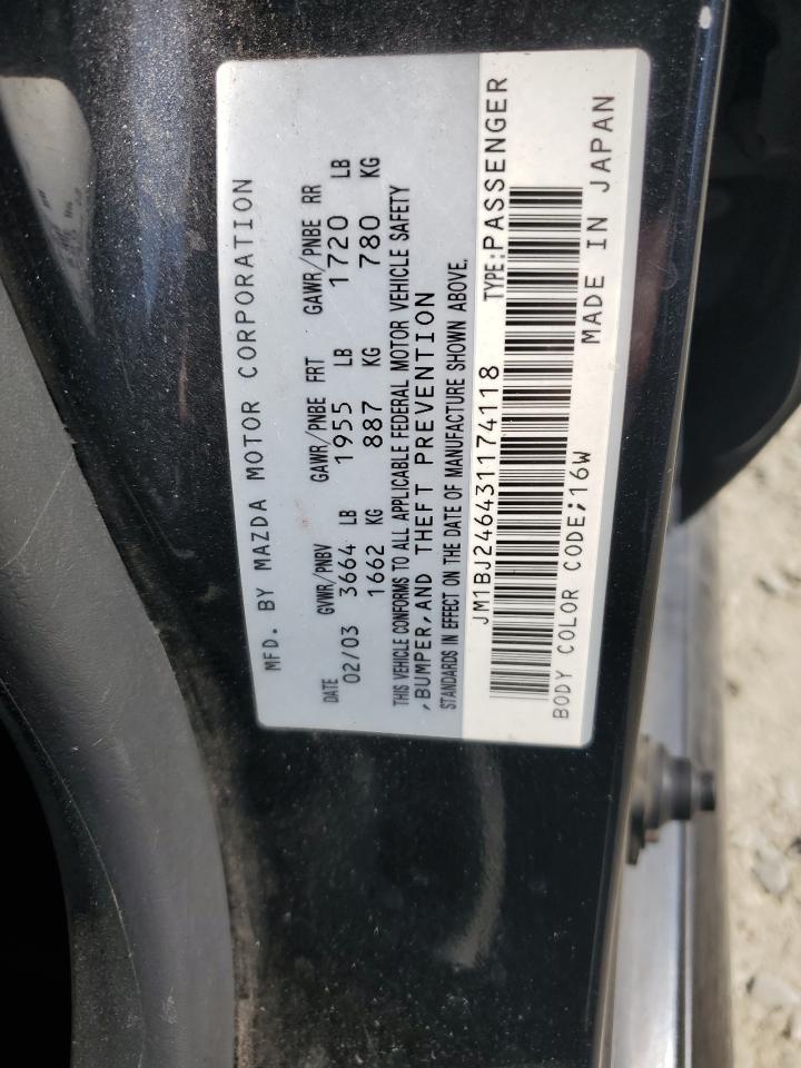 2003 Mazda Protege Pr5 VIN: JM1BJ246431174118 Lot: 62394665