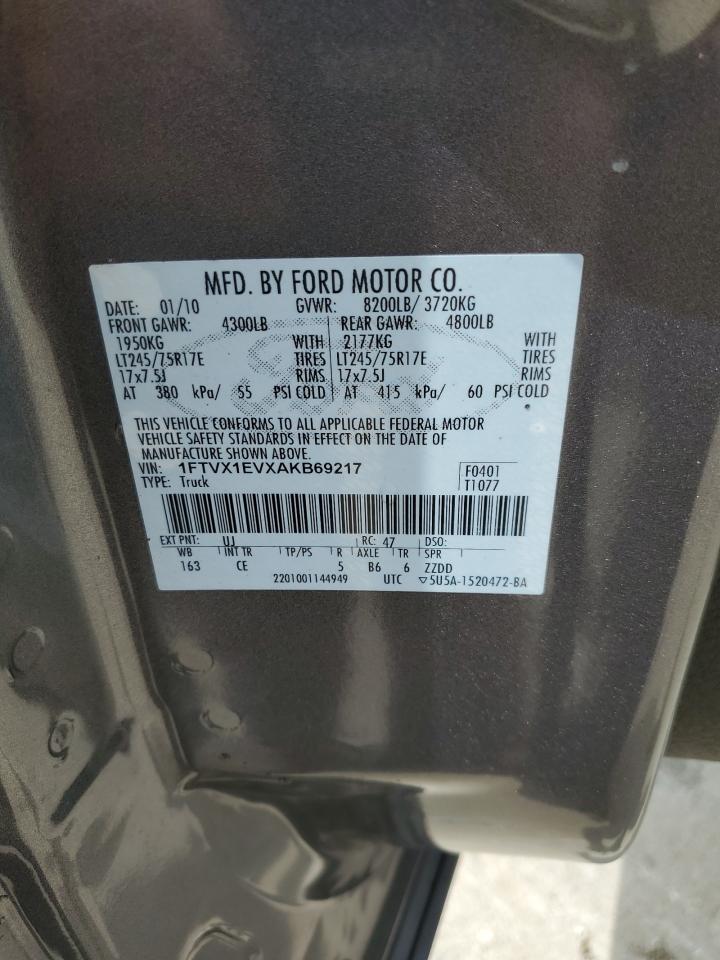 2010 Ford F150 Super Cab VIN: 1FTVX1EVXAKB69217 Lot: 58202185