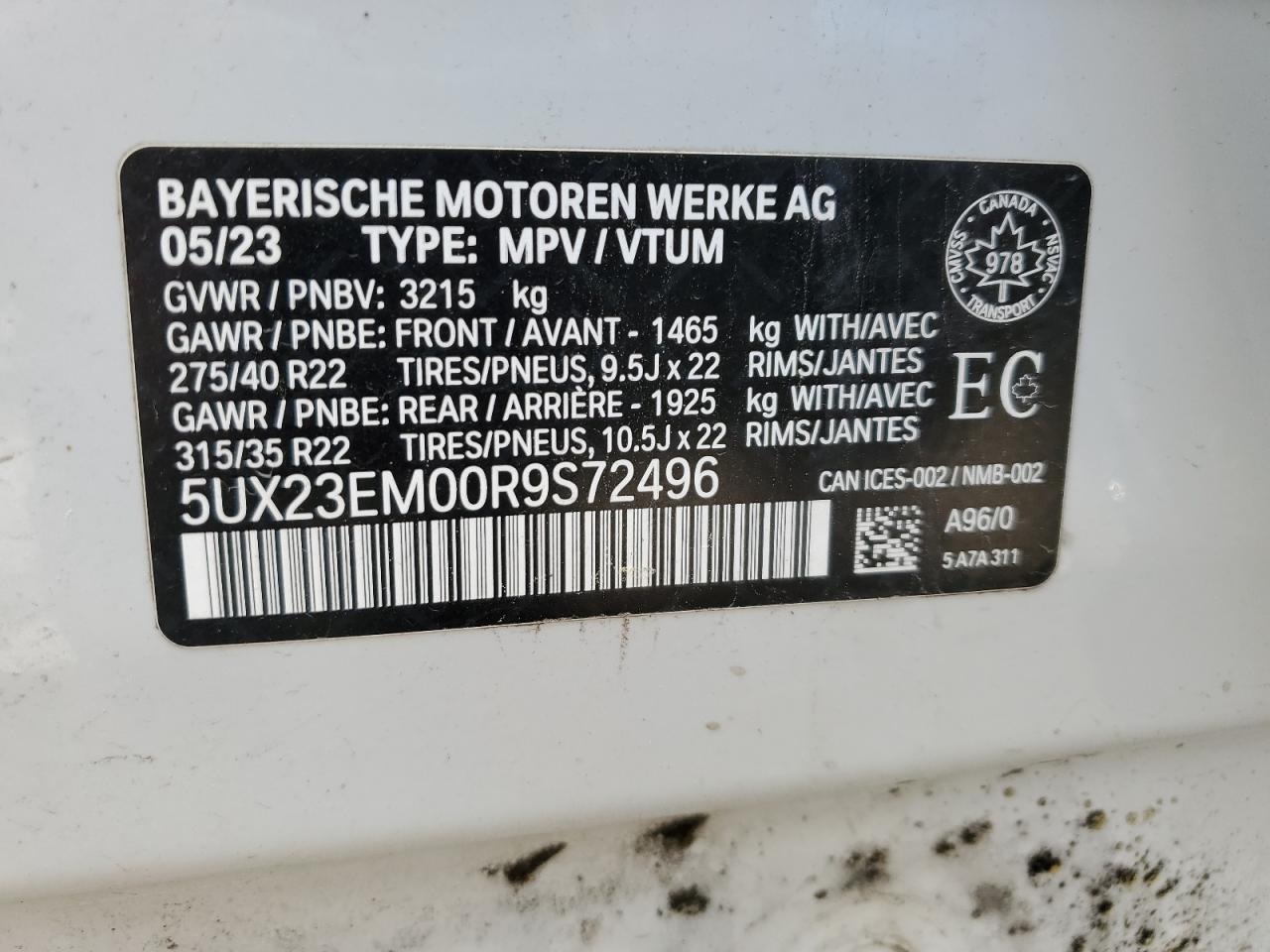 2024 BMW X7 xDrive40I VIN: 5UX23EM00R9S72496 Lot: 61664335
