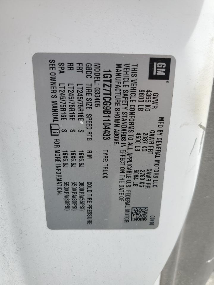 2011 GMC Savana G3500 VIN: 1GTZ7TCG9B1104433 Lot: 62550145
