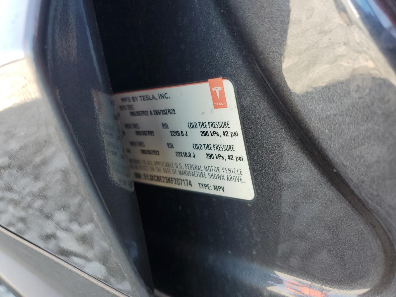 2019 Tesla Model X VIN: 5YJXCBE23KF207174 Lot: 62200275