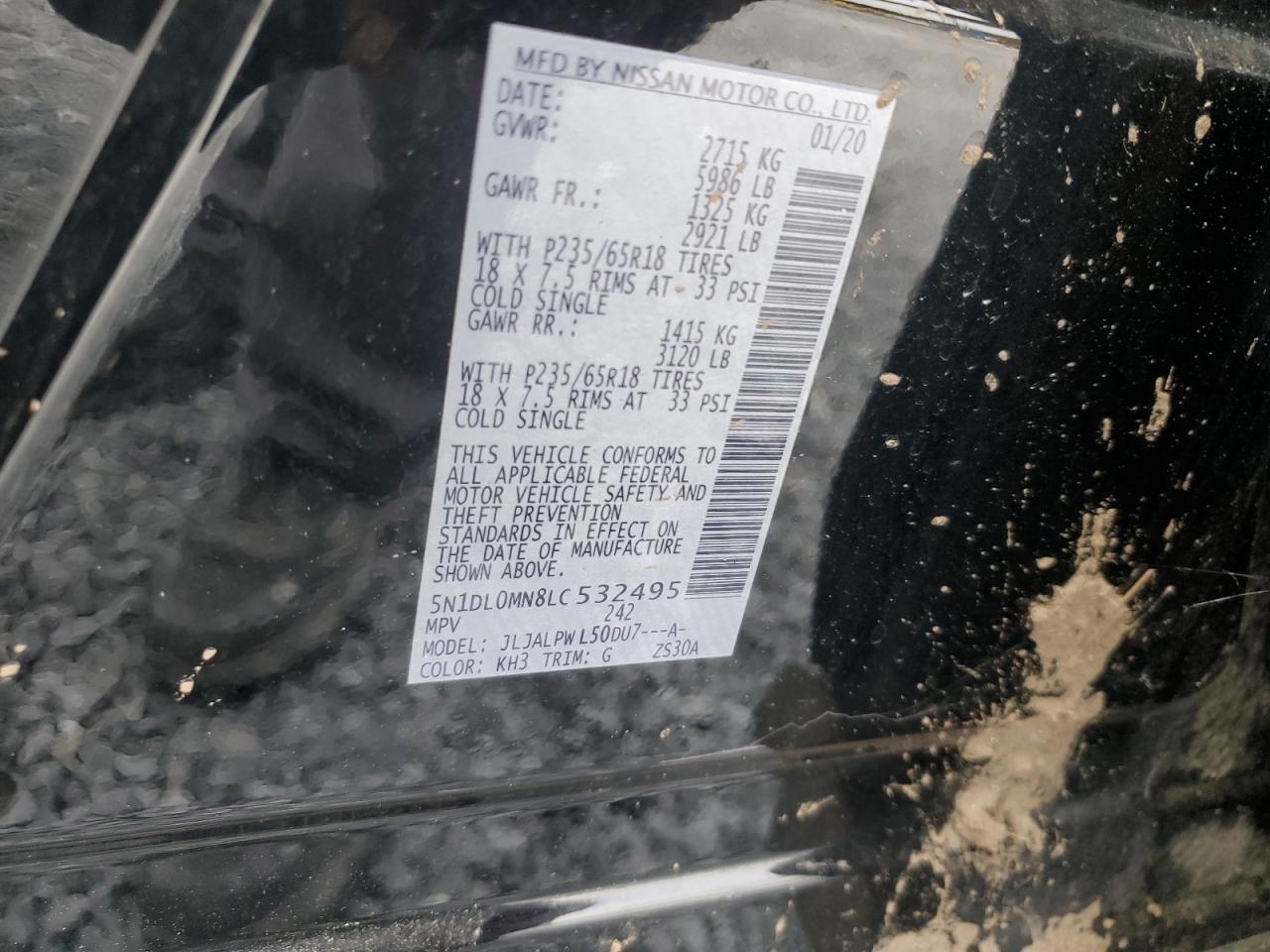 2020 Infiniti Qx60 Luxe VIN: 5N1DL0MN8LC532495 Lot: 61694075