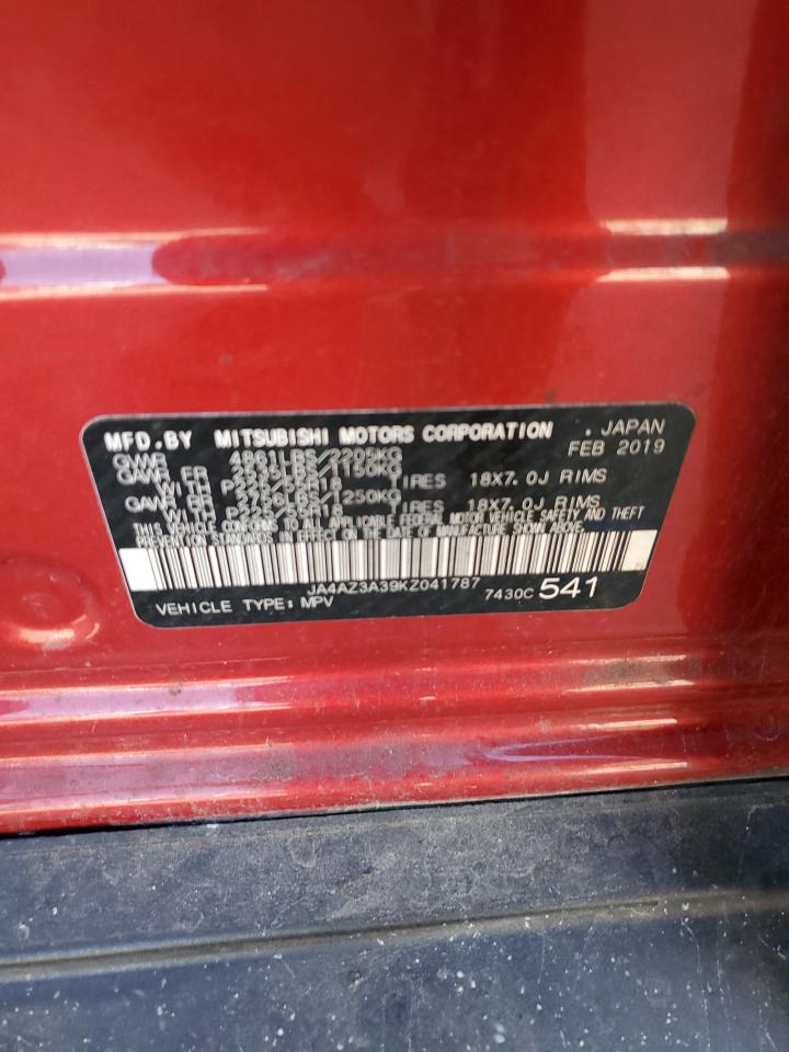 2019 Mitsubishi Outlander Se VIN: JA4AZ3A39KZ041787 Lot: 62898365