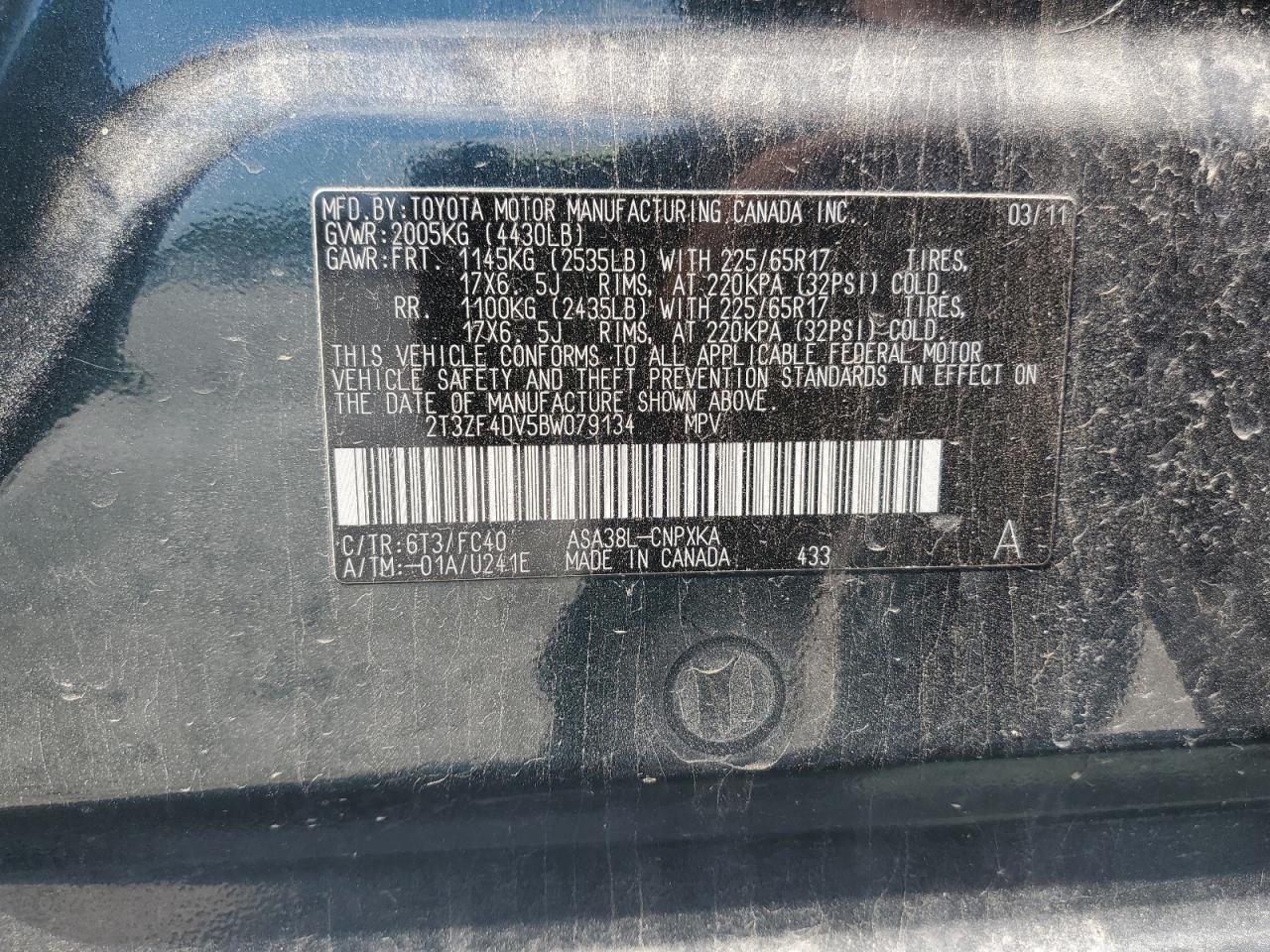TOYOTA RAV4 2011 VIN 2T3ZF4DV5BW079134 photo 13