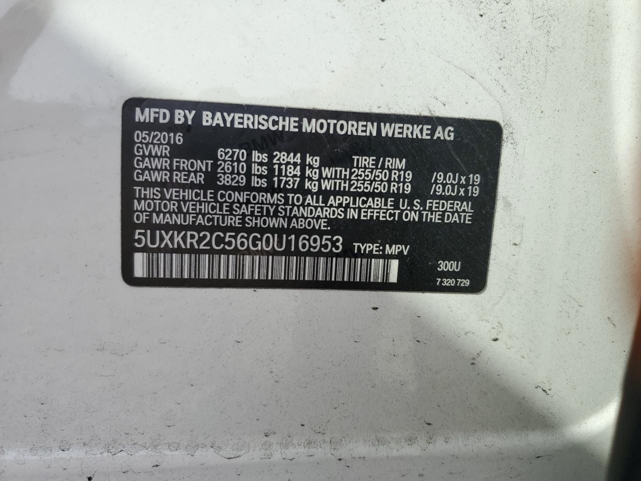 2016 BMW X5 Sdrive35I VIN: 5UXKR2C56G0U16953 Lot: 62224245