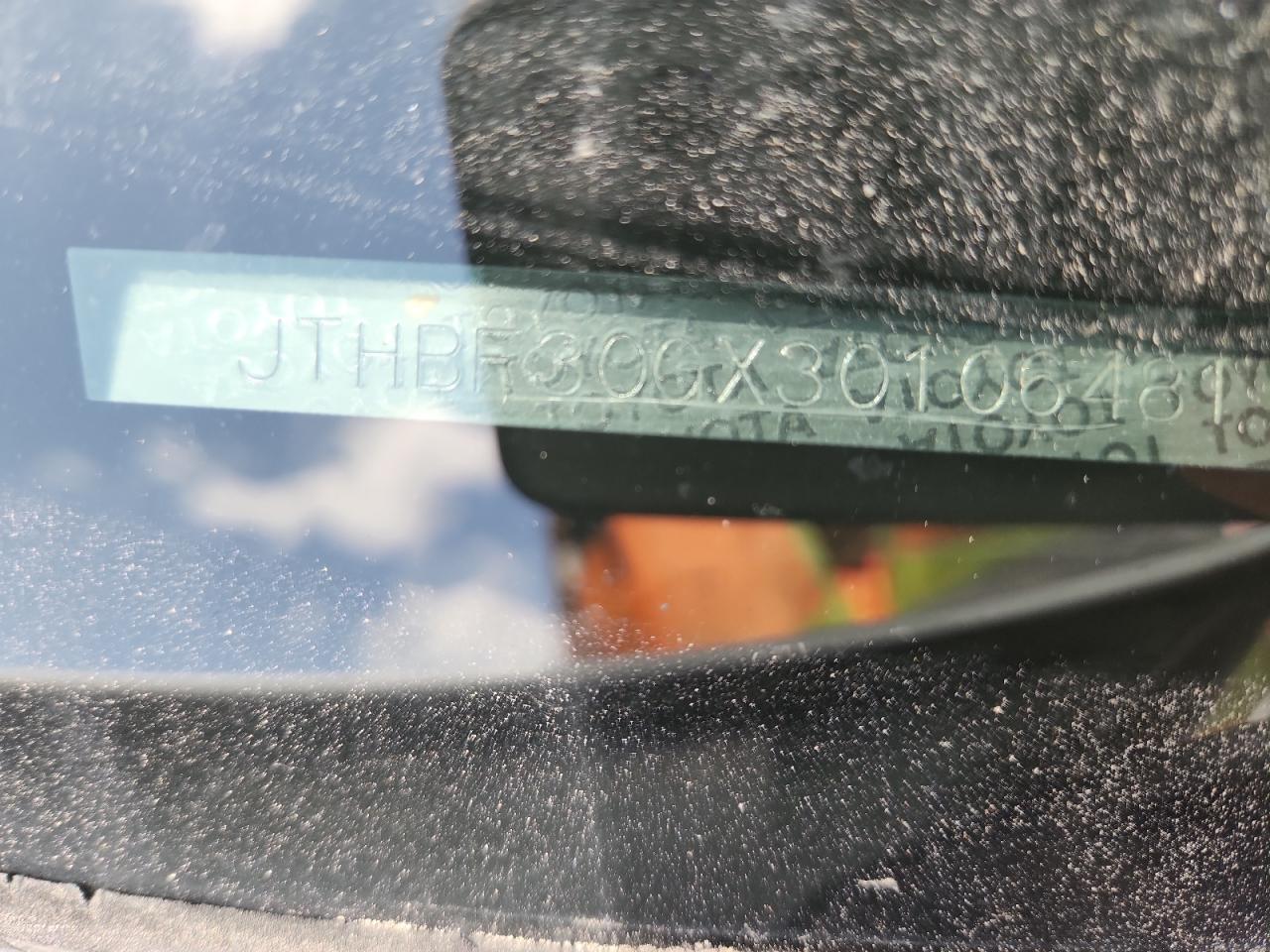 2003 Lexus Es 300 VIN: JTHBF30GX30106481 Lot: 62410135