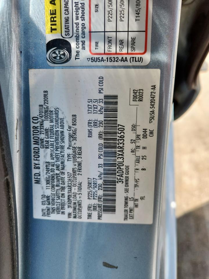 2010 Ford Fusion Hybrid VIN: 3FADP0L3XAR336507 Lot: 62995495