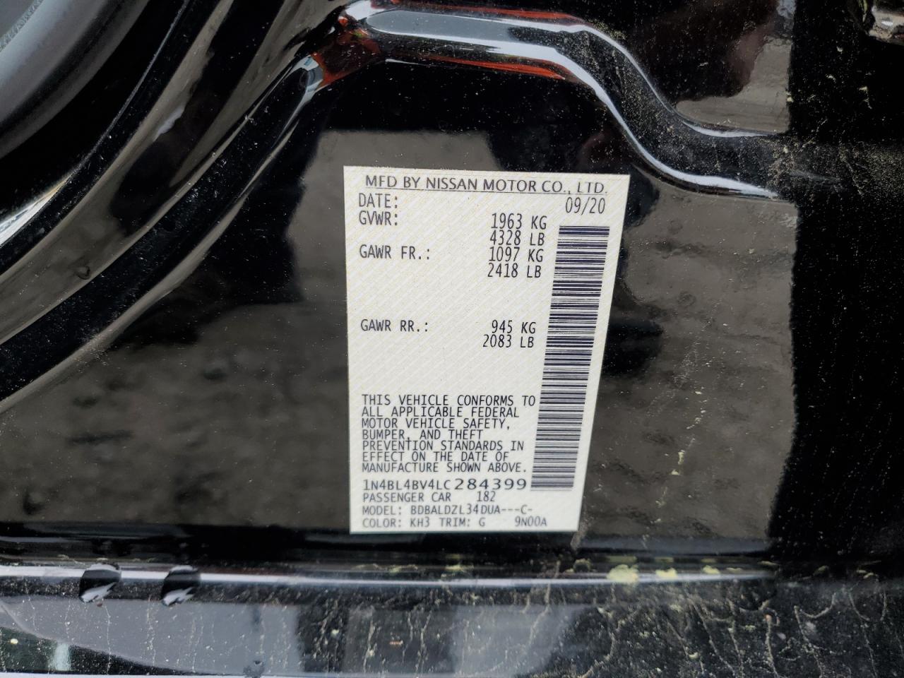 NISSAN ALTIMA 2020 VIN 1N4BL4BV4LC284399 фото 12