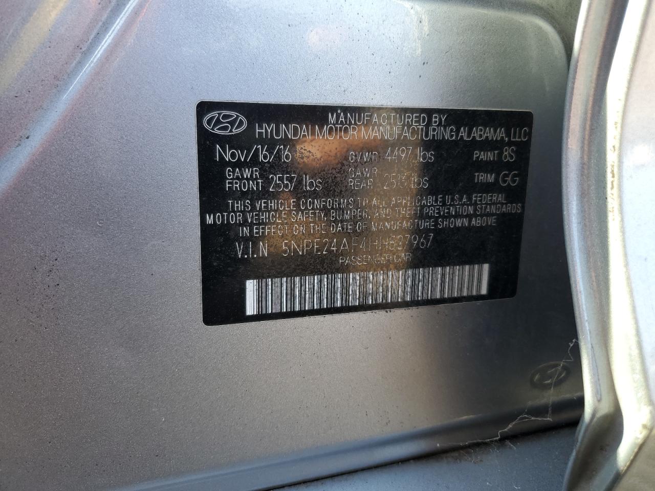 HYUNDAI SONATA 2017 VIN 5NPE24AF4HH527967 zdjęcie 12