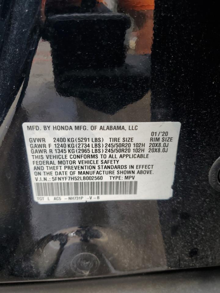 2020 Honda Passport Exl VIN: 5FNYF7H52LB002560 Lot: 61340085