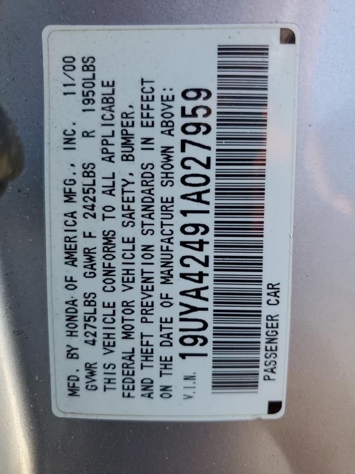 2001 Acura 3.2Cl VIN: 19UYA42491A027959 Lot: 61816115