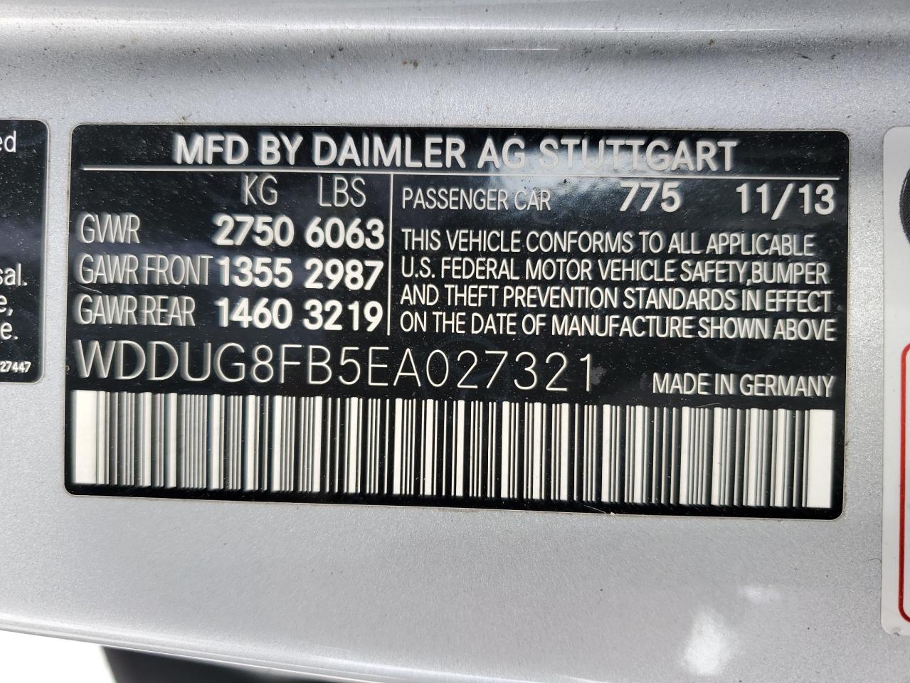 2014 Mercedes-Benz S 550 4Matic VIN: WDDUG8FB5EA027321 Lot: 59543865
