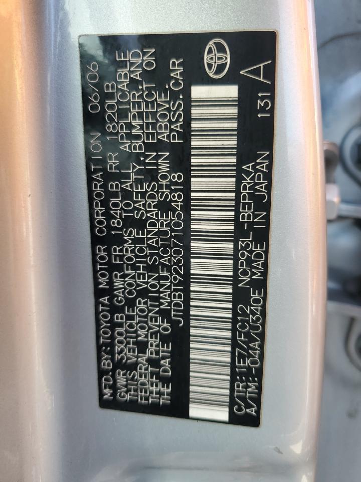 TOYOTA YARIS 2007 VIN JTDBT923071054818 photo 12